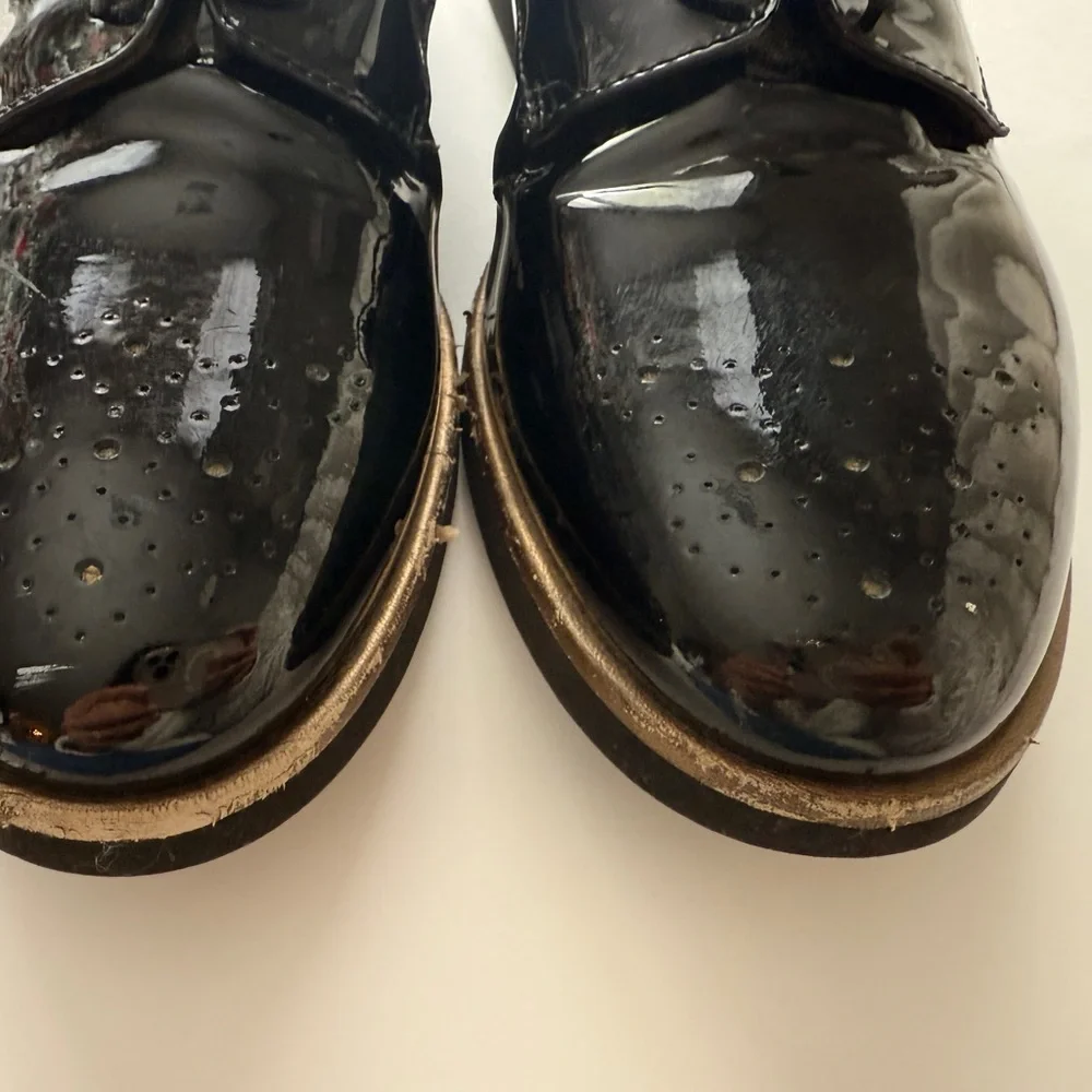 AGL Attilio Giusti‎ Leombruni Black Patent Leather Oxford Loafers Size 39.5 ITAY
